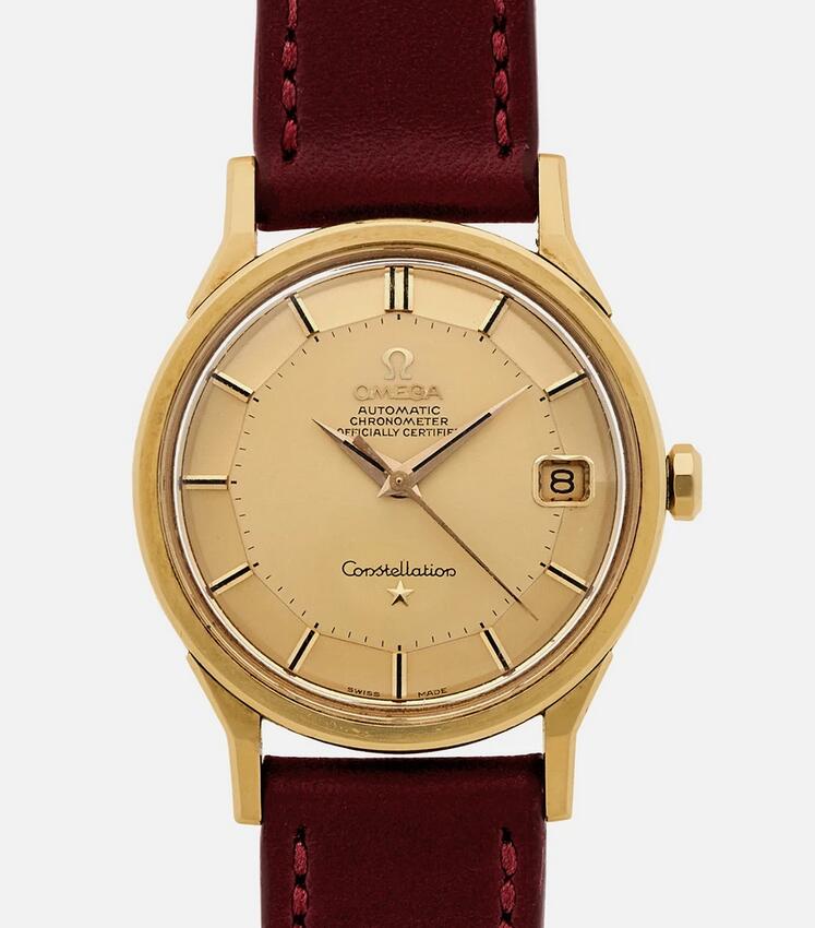 1966 Luxury Omega Constellation Replica Watches In 14K Yellow Gold With ‘Dog-leg’ Lugs