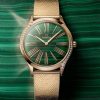 Omega Creates Golden Luxury Swiss Omega Trésor Fake Watches With Malachite Dials